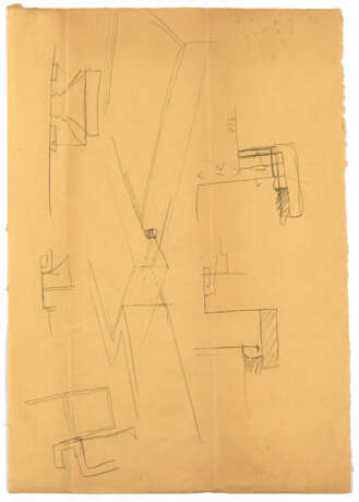 Sheet with on the recto a study carried out by Carlo Scarpa with a collaborator for the inlay in Istrian stone with an eccentric quarter arrangement around the Olivetti logo in copper with a lamp incorporated in the main atrium, side wall; on the reve - Foto 2