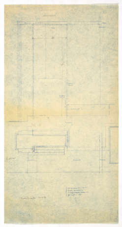 Lot consisting of a heliocopy of a drawing with notes by Scarpa representing a radiator cover in Aurisina stone under the square display case towards the Cavalletto court; a heliocopy of a collaborator of Carlo Scarpa with the study for the covering o - фото 3