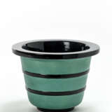 Underglazed cast ceramic matt green and with black horizontal bands - photo 1