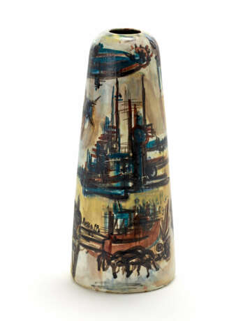 Polychrome glazed ceramic vase with informal decorations - photo 1