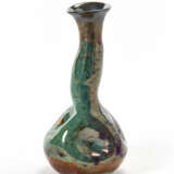 Vase with narrow neck in glazed ceramic in polychrome with metallic reflections - фото 1