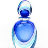Perfume bottle with transparent sommerso glass stopper, colorless, light blue, amethyst and blue - фото 1