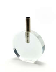 Soliflore vase in transparent colorless methacrylate and chromed brass
