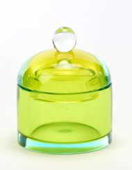 Composter in transparent yellow solid glass with lid
