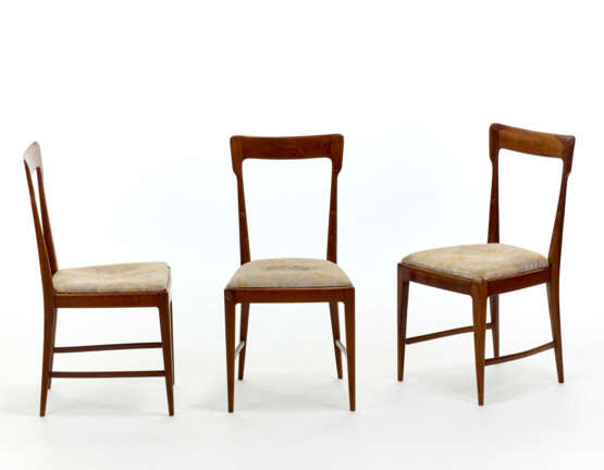 Group of three chairs in veneered wood with open back - photo 1