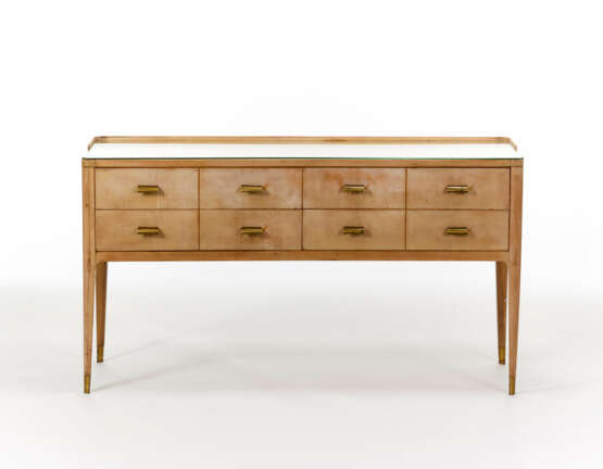 Console in the style of Gio Ponti in light wood veneer with four drawers front - photo 1