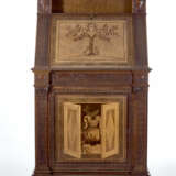 Neo-Renaissance style writing desk with two bodies in carved wood with door in the lower part and flap in the upper part - photo 1