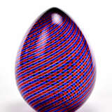 Blown glass with twisted blue, red and colorless canes egg - photo 1