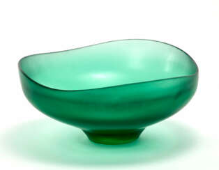 Green transparent beaten glass cup