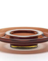 Centerpiece in transparent amethyst and colorless blown glass