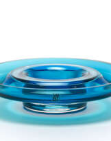 Centerpiece in transparent blue and colorless blown glass