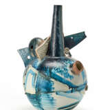 Sculpture vase in glazed ceramic in white, blue, brown and black - Foto 1