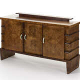 Controbuffet Novecento with bench base, body with three doors and sides with horizontal slats - photo 1