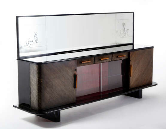 Large Novecento sideboard with two side doors, a central compartment with sliding doors and three drawers under the top - фото 1