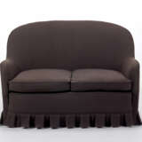 Upholstered sofa covered with anthracite-colored woolen cloth fabric, wooden feet - photo 1