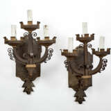 Pair of three-flame wall lamps - фото 1