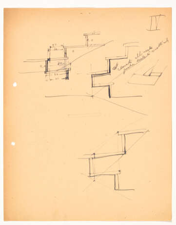 Lot consisting of fifteen sheets relating to the study for modular stairs for Casa Città - фото 4