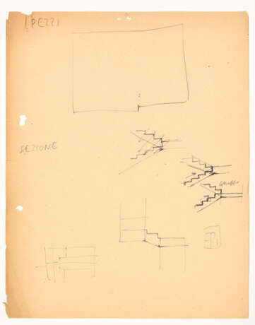 Lot consisting of fifteen sheets relating to the study for modular stairs for Casa Città - Foto 9