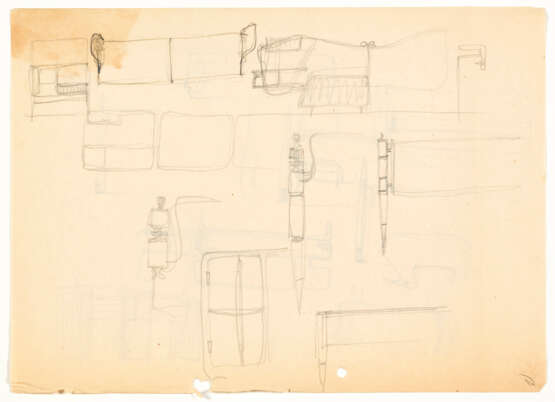 Studies for beds and sofas, details of the upright of the headboards of a bed with classic elements of the twentieth century style - photo 2
