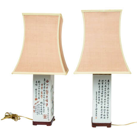 Paar chinesische Vierkantvasen als Tischleuchten - Foto 5