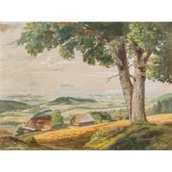 FUTTERER, A. (Künstler 20. Jh.), "Blick von einer Anhöhe auf weite Mittelgebirgslandschaft",