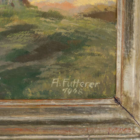 FUTTERER, A. (Künstler 20. Jh.), "Blick von einer Anhöhe auf weite Mittelgebirgslandschaft", - фото 3