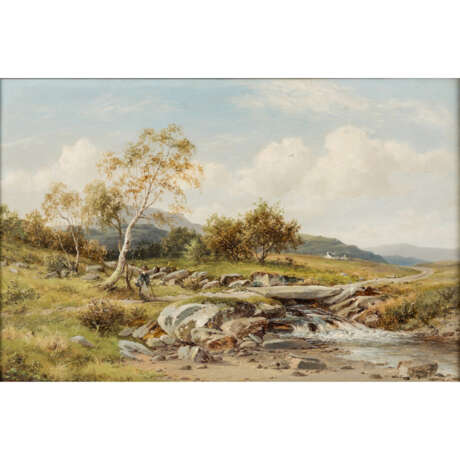 MANDER, WILLIAM HENRY (1850-1922), "Englische Landschaft mit Brücke über einen Bach", - photo 1