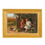 PETERS, PIETRONELLA (Stuttgart 1848-1924), "Zwei Mädchen im Garten", - Foto 1