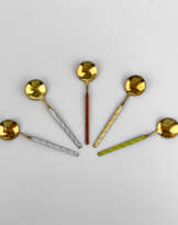 5 pcs., Jacob Tostrup, Enamel, Gold ground, Norway, 1940  5 pcs., Jacob Tostrup, Enamel, Gold ground, Norway, 1940