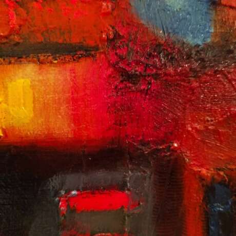 Абстрактная картина, Интерьерная картина, Картина маслом «Красный город», масло/холст на подрамнике, абстрактный импрессионизм, Абстракционизм, фигуративная абстракция, Армения, 2020 г. - фото 2