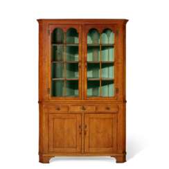 A LATE CHIPPENDALE CHERRYWOOD TWO-PART CORNER CUPBOARD