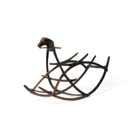A CARVED PINE ABSTRACT `SKELETAL` ROCKING HORSE - фото 1