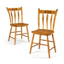 A PAIR OF FEDERAL PAINT-DECORATED ARROW-BACK SIDE CHAIRS