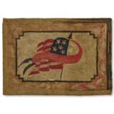 A HOOKED COTTON RUG WITH AMERICAN FLAG AND "DON`T TREAD ON ME" BANNER - фото 1