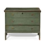 A WILLIAM AND MARY BLUE-GREEN PAINTED YELLOW PINE CHEST-WITH-DRAWER - photo 1