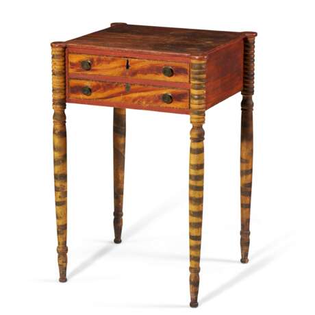 A FEDERAL POLYCHROME PAINT DECORATED TWO DRAWER STAND - фото 1