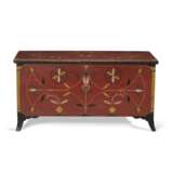 A FEDERAL RED-PAINTED AND POLYCHROME-DECORATED POPLAR BLANKET CHEST&#160; - фото 1