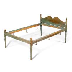 A FEDERAL BLUE-PAINTED LOW-POST BEDSTEAD