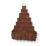 A RED-PAINTED TIERED `PORCUPINE` HANGING WALL BASKET - photo 1