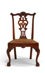 A CHIPPENDALE CARVED WALNUT SIDE CHAIR