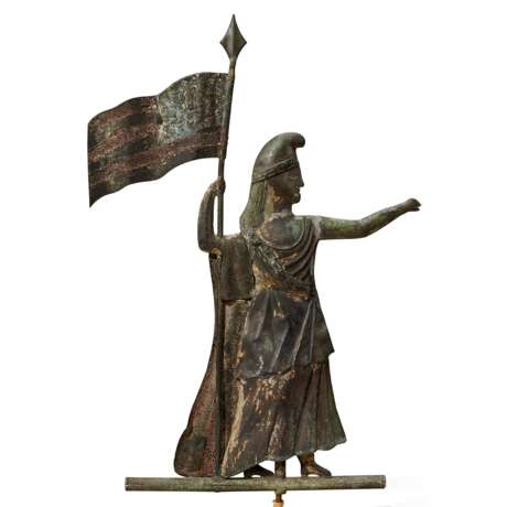 A MOLDED AND PUNCHED COPPER `GODDESS OF LIBERTY` WEATHERVANE - Foto 1