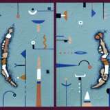БОЖЬЯ ТВАРЬ. Диптих. 2 Paare Grundierte Hartfaserplatte Malerei mit Acrylfarben Avantgarde Сотворение Russland 2021 - Foto 1