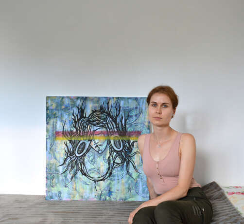 Gemälde „Chaotischer Fluss“, acrylics on canvas, Malerei mit Acrylfarben, Konzeptionell, Decorative composition, Ukraine, 2019 - Foto 4