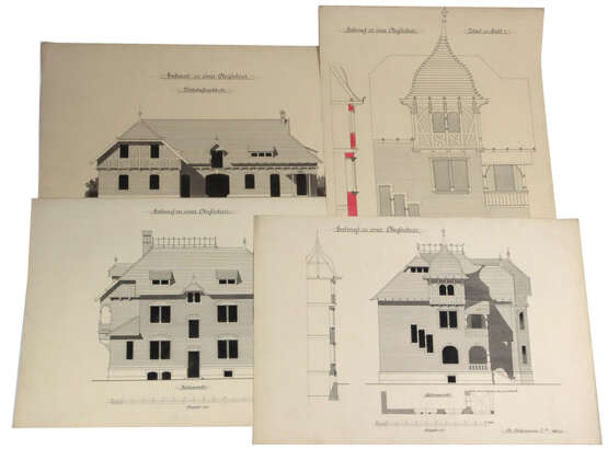 4 Architektur Zeichnungen - Ackermann, M. - фото 1