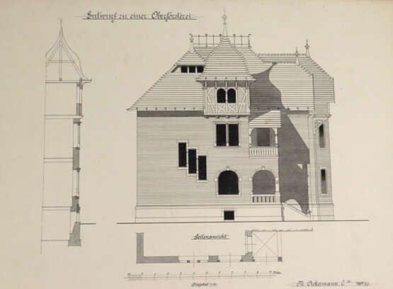 4 Architektur Zeichnungen - Ackermann, M. - photo 2