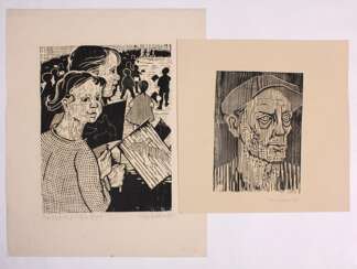 2 Holzschnitte - Prof. Saalborn, Friedrich 1951