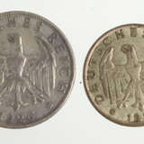 1 und 2 Reichsmark 1925 A und 1926 E - Foto 2