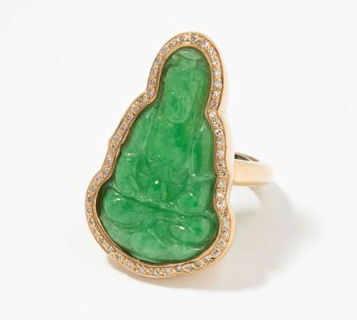 Jadeit-Brillant-Ring - photo 1