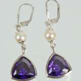 Amethyst Ohrringe mit Perle - Foto 1