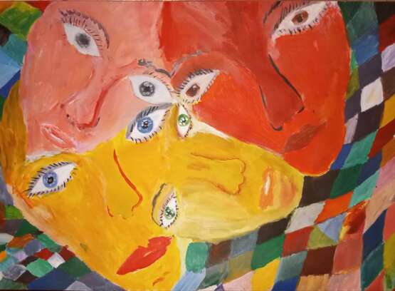 Gemälde „Acht Augen und vier Ansichten“, графитный карандаш, Acryl, Abstrakter Expressionismus, авангард, Russland, 2021 - Foto 1